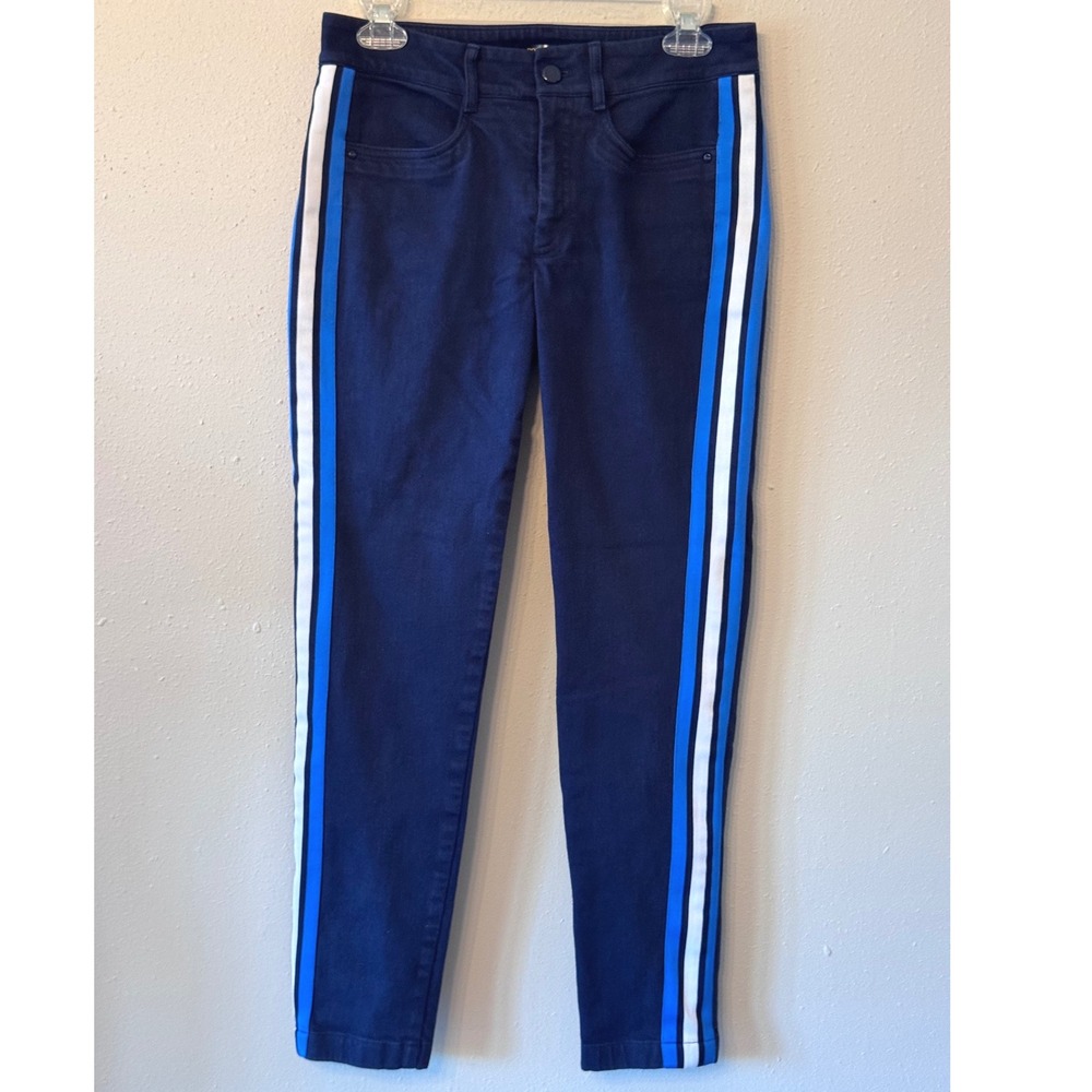 Polo Golf Ralph Lauren Navy Blue Side Stripe Skinny Pants Sz 4 Preppy Athleisure - Picture 1 of 5